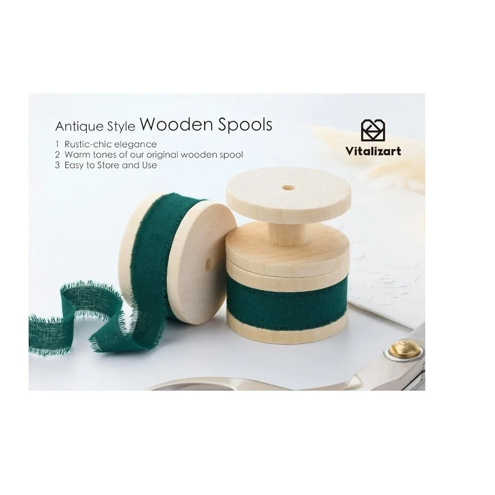 Vitalizart Forest Green Frayed Edge Cotton Ribbon 5/8